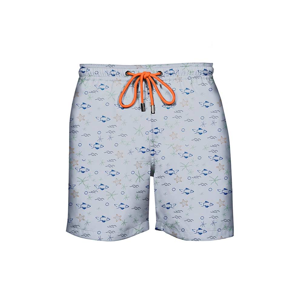 House of Malabar Swim Shorts - Ocean Life White